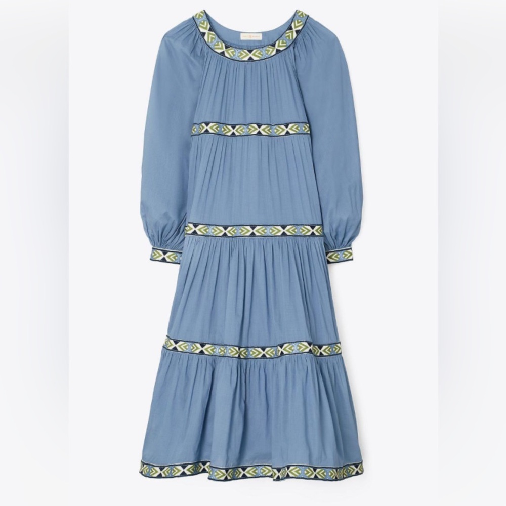 Tory Burch Balloon Dress in shadow blue - size medium new with tags